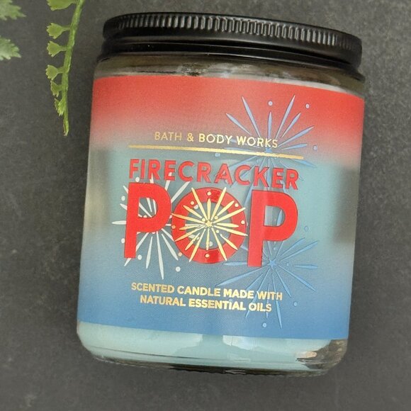 BBW Firecracker Pop Bath & Body Works Mason Jar Single Wick Candle - Picture 5 of 10